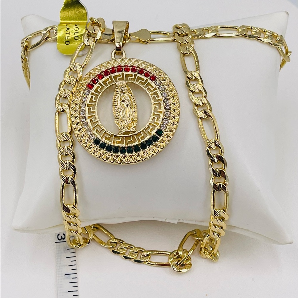 Virgin of Guadalupe and Chain gold plated 14k